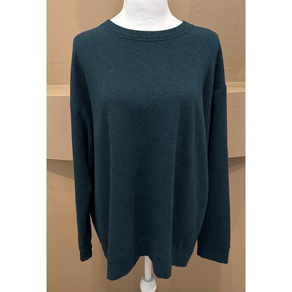 Orvis Womens Sweatshirt Dark Green Fleece Pullover Sweater Soft Cozy Size XL
